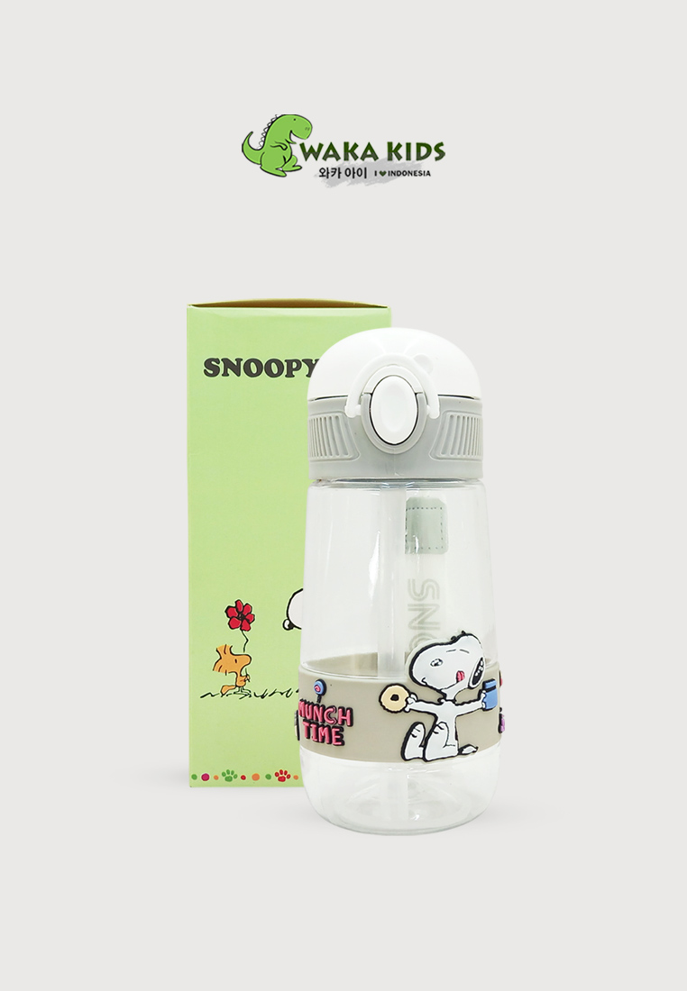 Wakakids Botol Minum Plastik Anak Transparan dengan Sedotan Tumbler Cup Karakter Snoopy 500ml K1046 