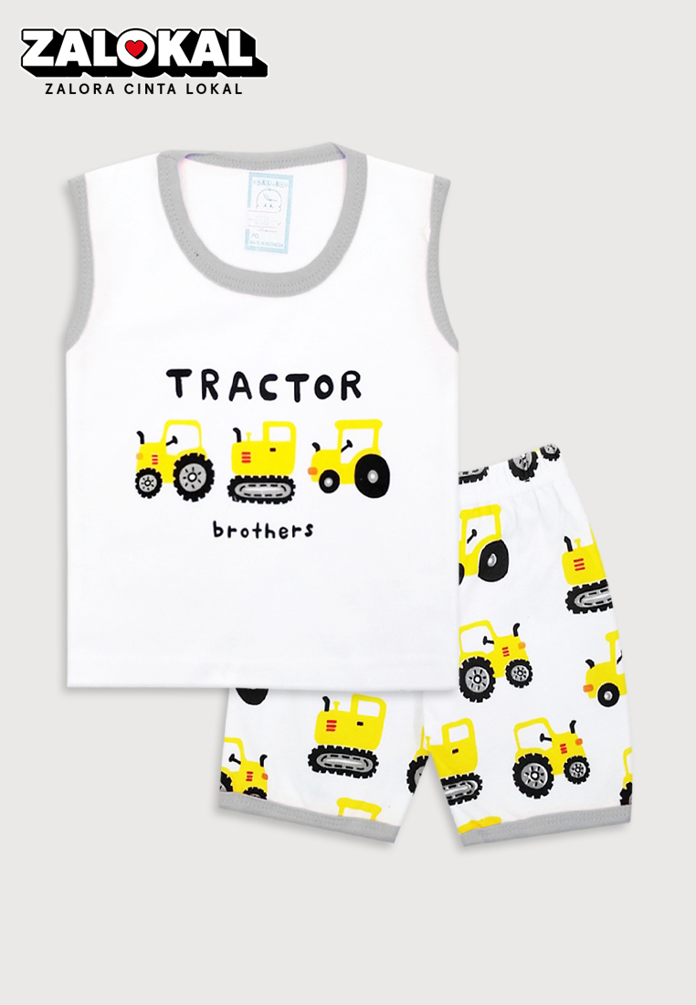 Wakakids Setelan Bayi Anak Singlet Tractor 3728 Abu