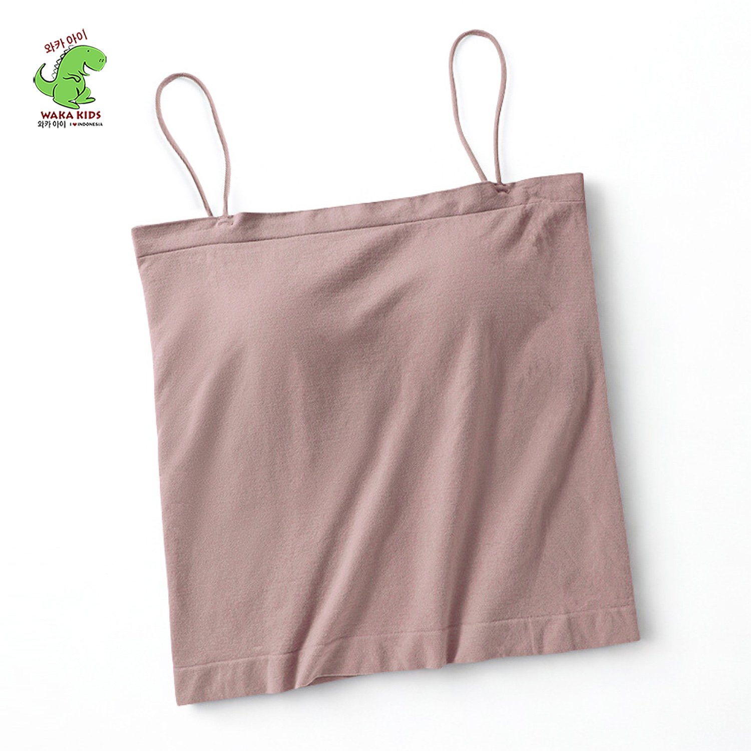 Wakakids Tanktop Bra With Cup Wanita Basic Square Tali Spaghetti Polos Tanpa Kawat 4503 Venrc Pink