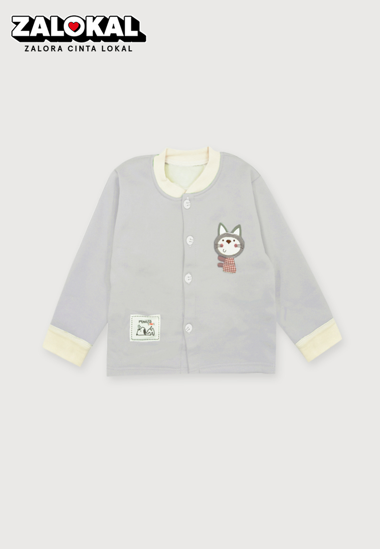 WAKAKIDS Jaket Bayi Fleece Atasan Sweater Kancing Cardigan Anak Import Tebal dan Lembut 4225 Abu