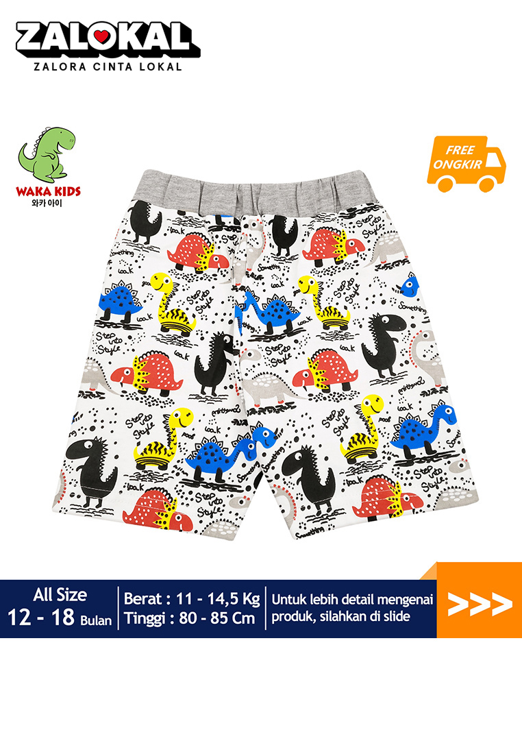 Wakakids Celana Pendek Bayi Celana Kolor Anak Bayi Laki Laki Printed Motif Dinosaurus Usia 12 Bulan 