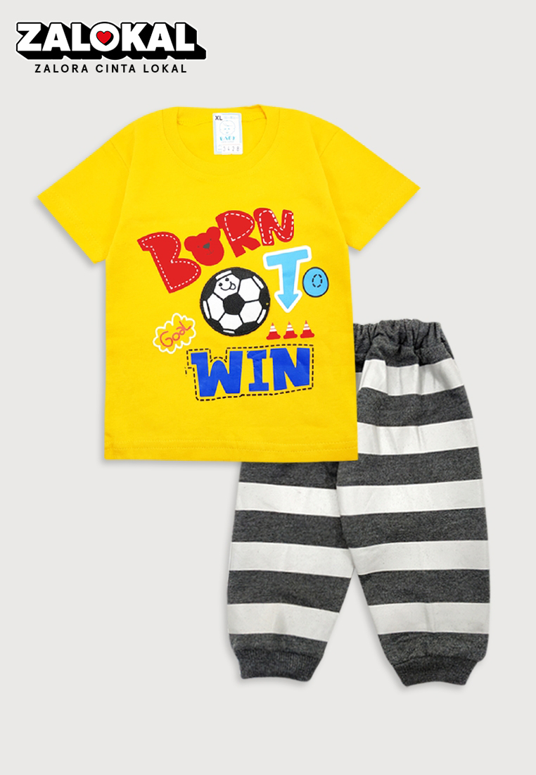 Wakakids Setelan Anak Laki Laki Celana Jogger Soccer Ball 3428 Kuning