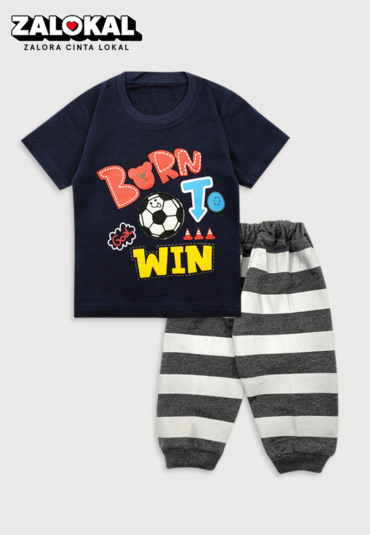 Wakakids Setelan Anak Laki Laki Celana Jogger Soccer Ball 3428 Navy
