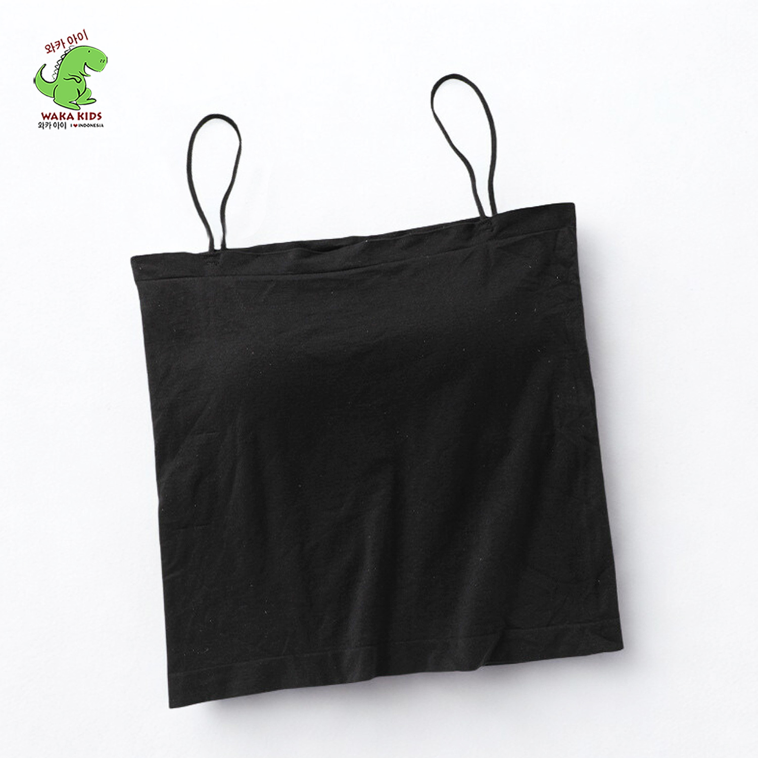 Wakakids Tanktop Bra With Cup Wanita Basic Square Tali Spaghetti Polos Tanpa Kawat 4503 Venrc Hitam