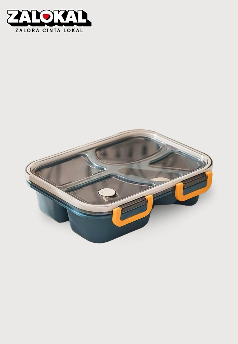 Wakakids Lunch Box Bento 5 Sekat Kotak Makan Bekal Portable BPA Free Anti Tumpah Free Sendok Navy