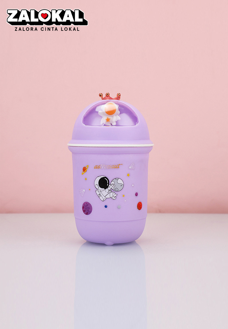 Wakakids Botol Minum Kaca Anak Food Grade Minimalis 350ml Motif Astronot Crown Venrz Ungu