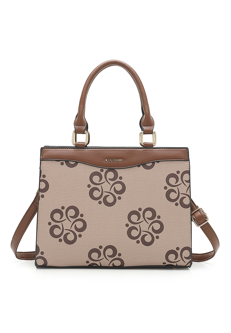 Wild Channel Women's Monogram Top Handle Bag / Sling Bag / Crossbody Bag (Tas Tangan / Tas Selempang