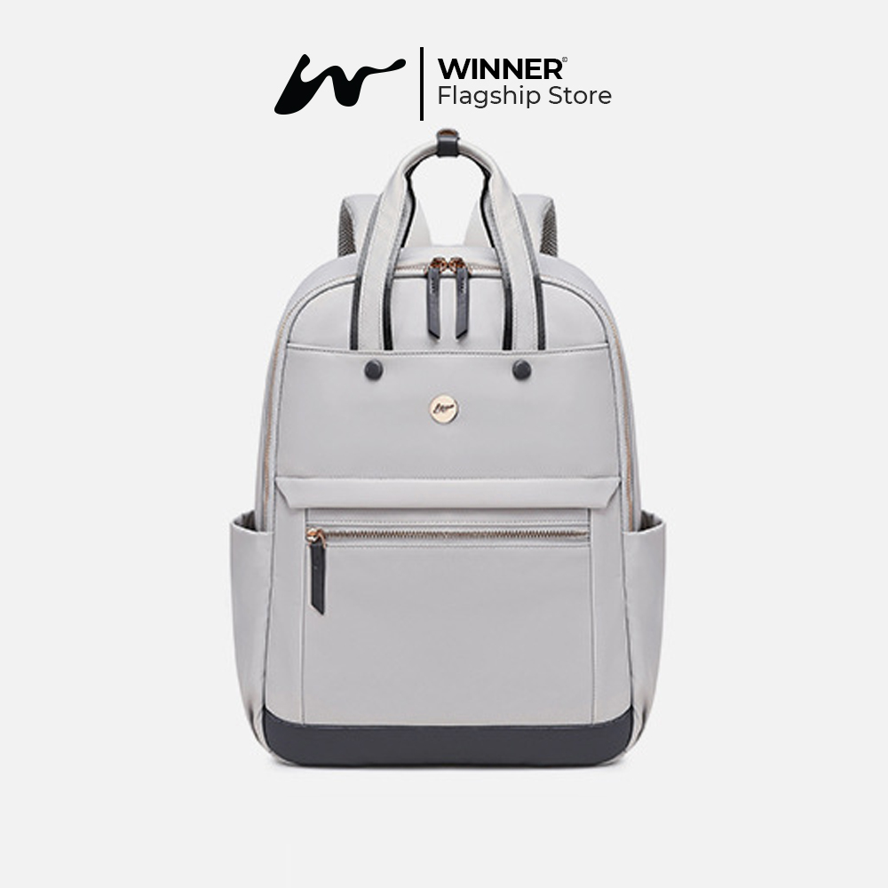 WINNER Tas Ransel Laptop 14 inch Oxford Anti-Air Backpack Korean Style (T14-010) - Warna Abu 14 inch