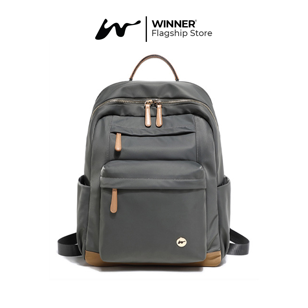 WINNER Tas Ransel Laptop 14 inch Oxford Anti-Air Backpack Korean Style (T14-011) - Warna Abu 14 inch