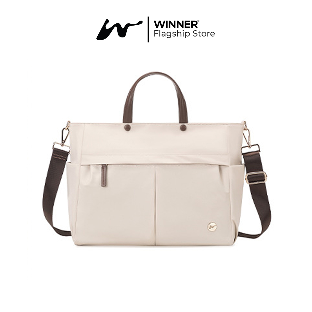 WINNER Tas Laptop 14 inch Bahu Selempang Nilon Oxford Anti-Air Wanita Bag (T14-013-5521) - Warna Kha
