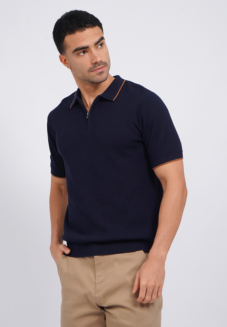 WOOD Knitted Polo Shirt with Zipper