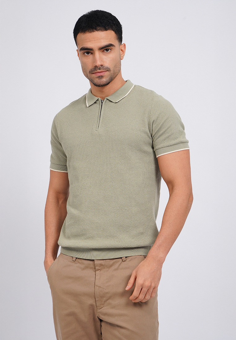 WOOD Knitted Polo Shirt with Zipper