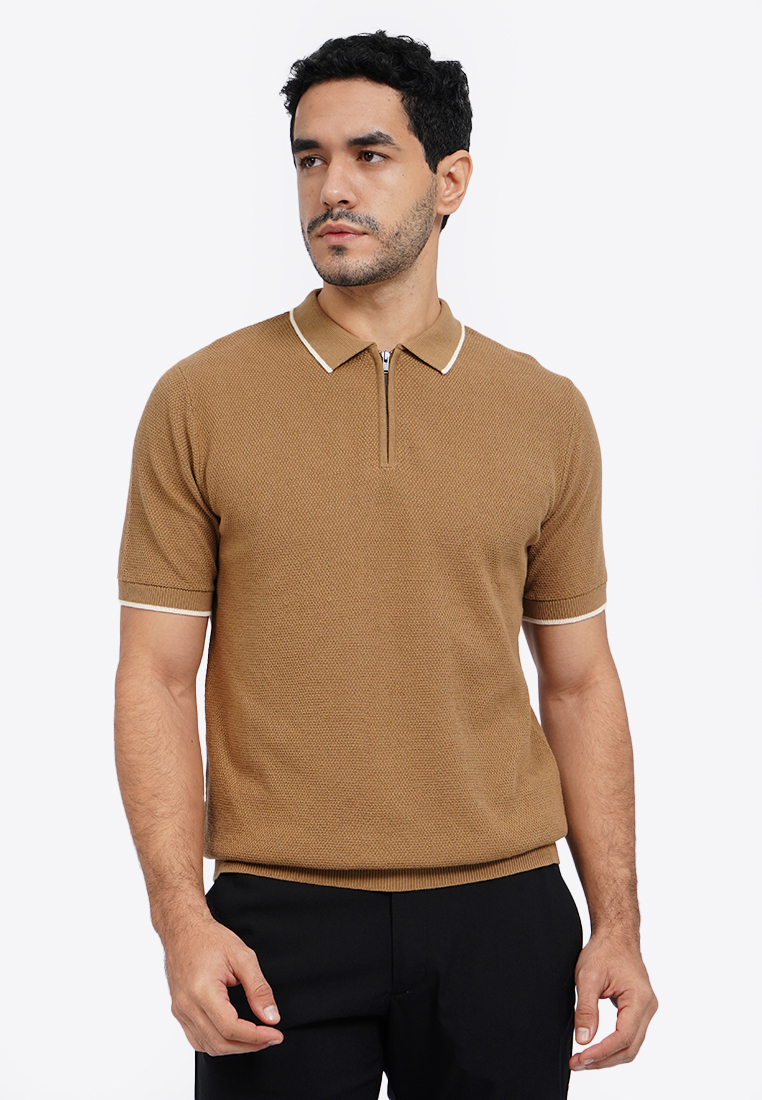 WOOD Knitted Polo Shirt with Zipper