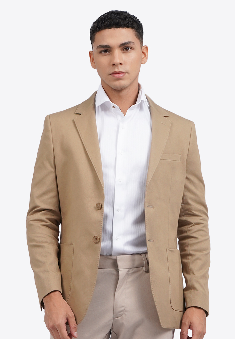 WOOD Textured Long Sleeve Blazer