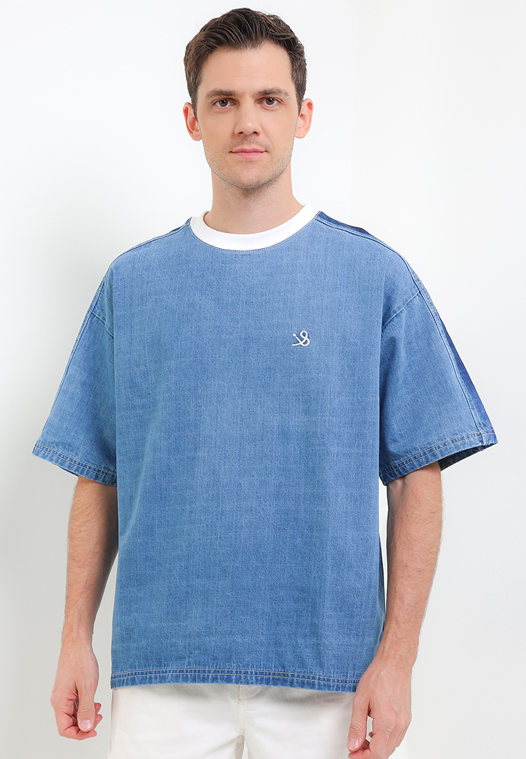 X-EIGHT Kaos Denim Wash Oversized - Charlie T-Shirts