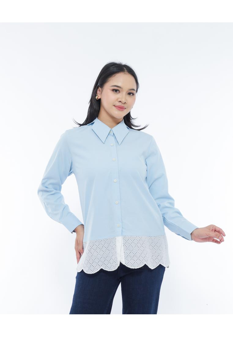 X-EIGHT Kemeja Kombinasi Renda Bordir - Jendriahnia Shirts