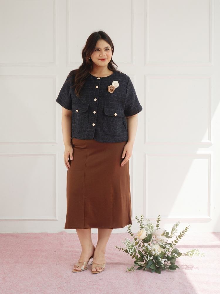 xtramiles Ladies tweed top maison tweed top navy