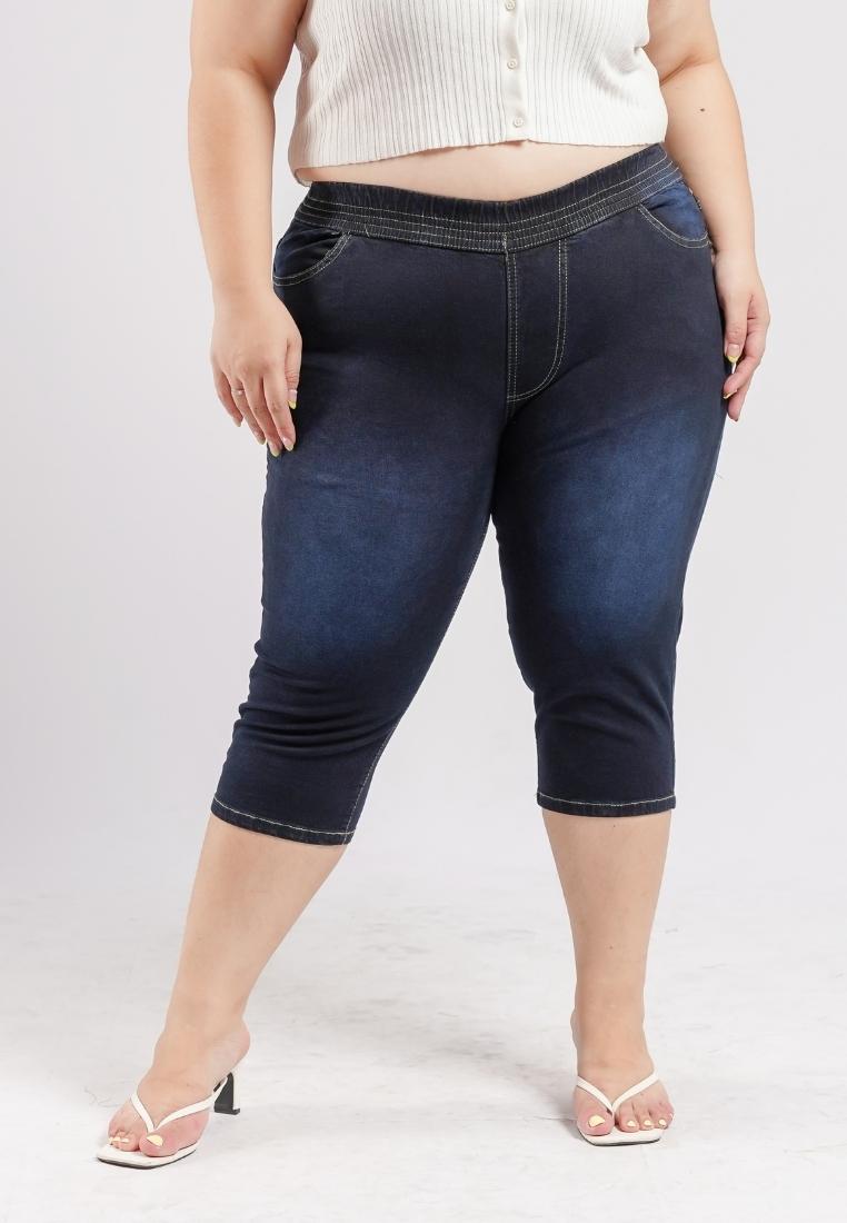 Xtramiles Plus Size Korea 7/8 Calf Length Jeans Jeanette Dark Blue