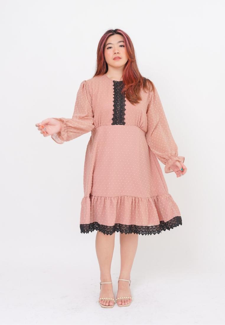 Xtramiles Plus Size Party Dress Cecillie Nudie Peach