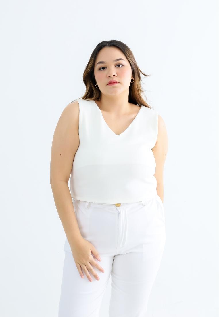 Xtramiles Plus Size Crop Top Tee In Jae Broken White