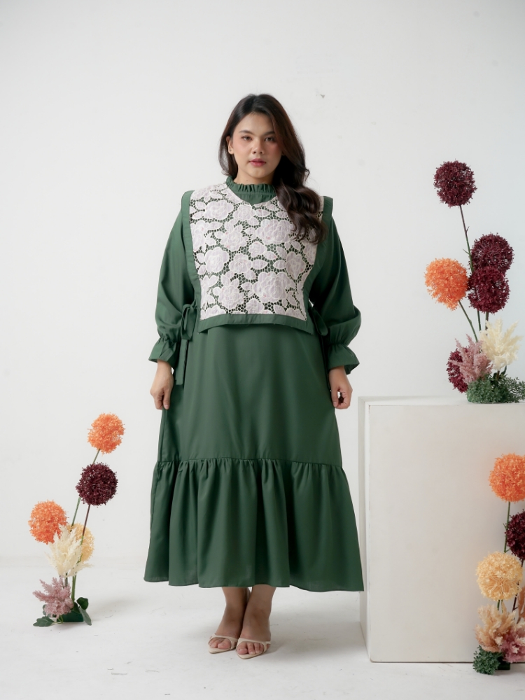 xtramiles Ladies dress and vest sherrine dress and vest green