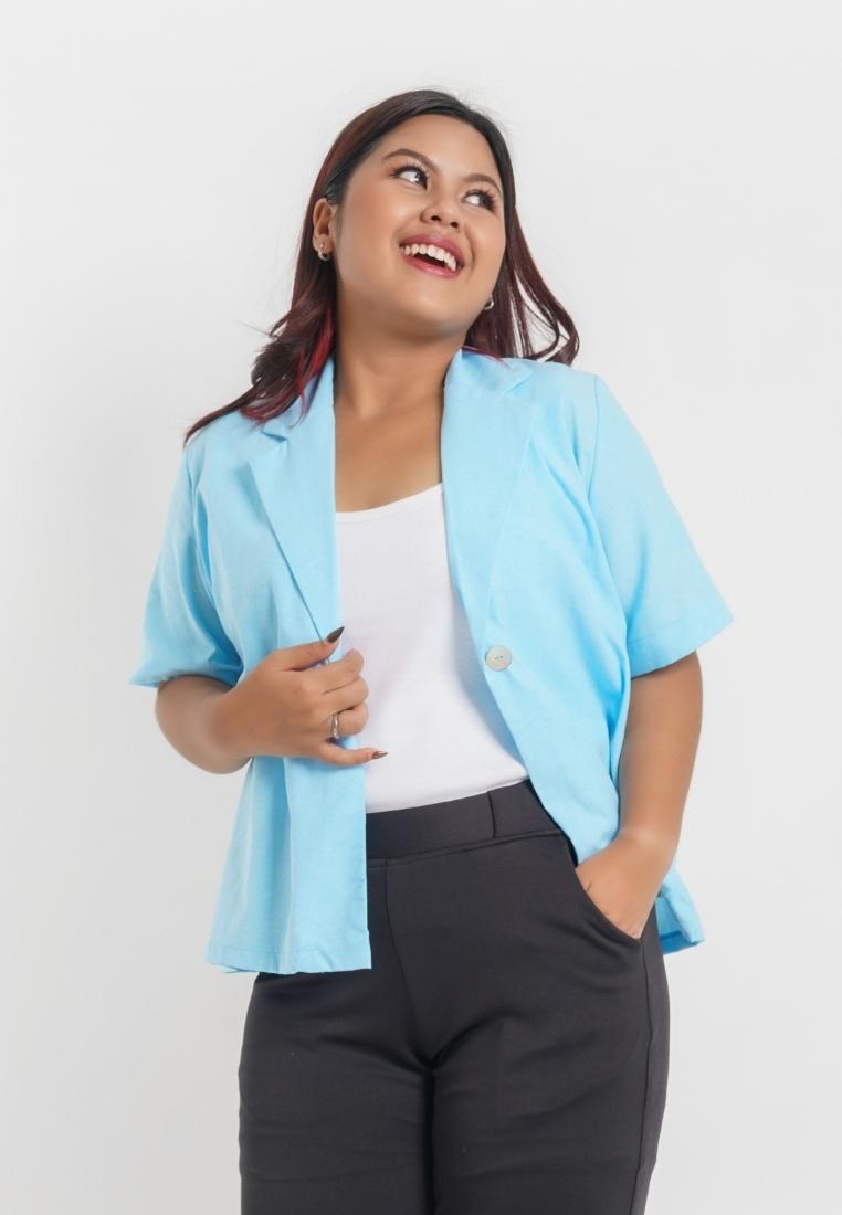 Xtramiles Plus Size Outer Blazer Everyday Sky Blue