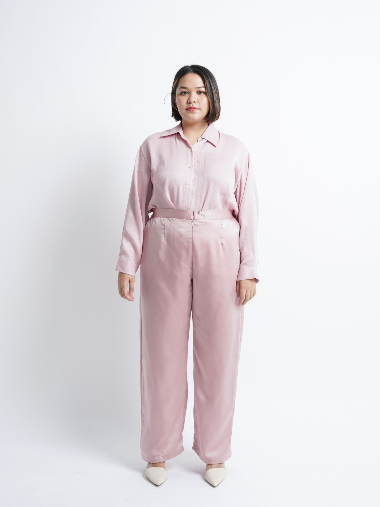 Xtramiles Plus Size Silk Pants Nolan Pink