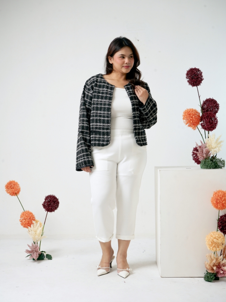 xtramiles Ladies tweed top coco tweed mono black