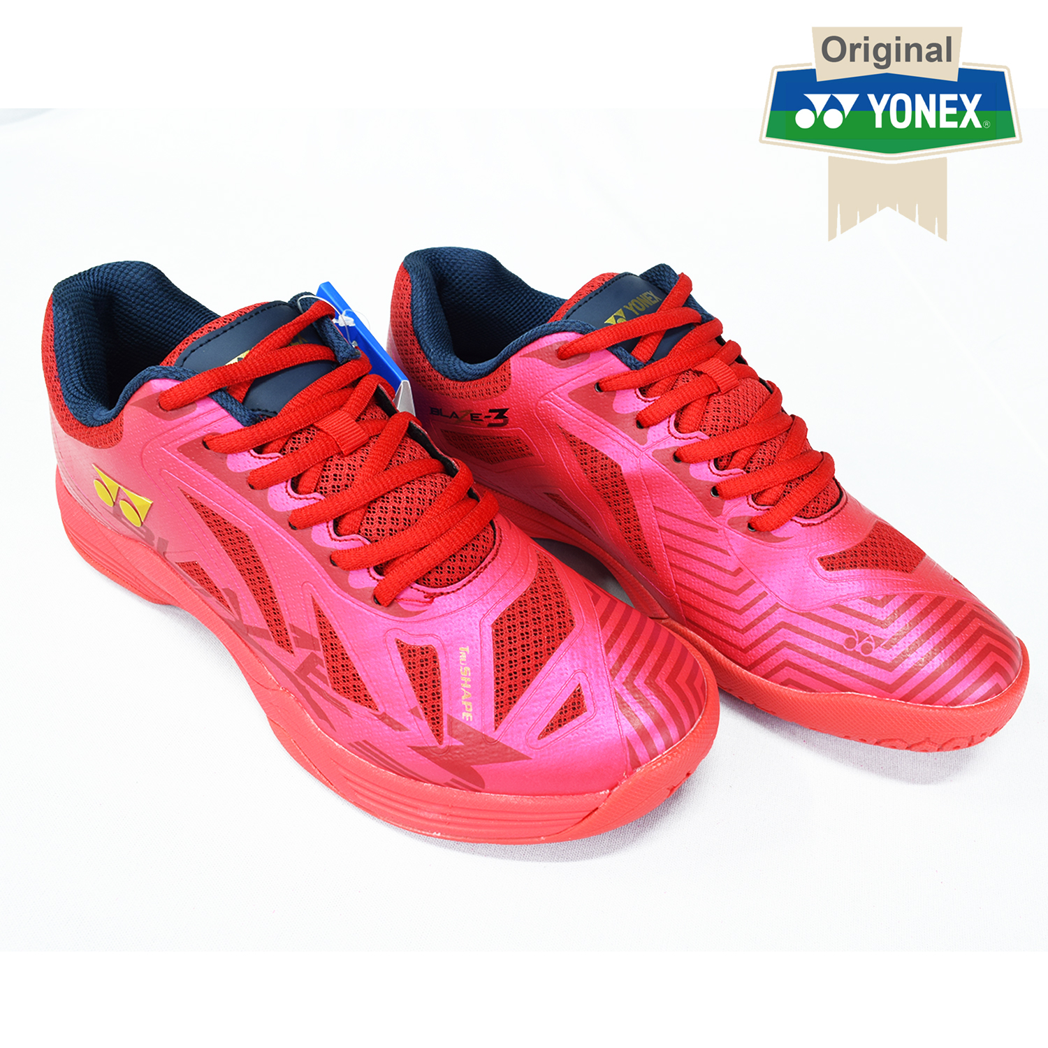 YONEX Sepatu Badminton Yonex Blaze 3 Red Dark Ink Gold