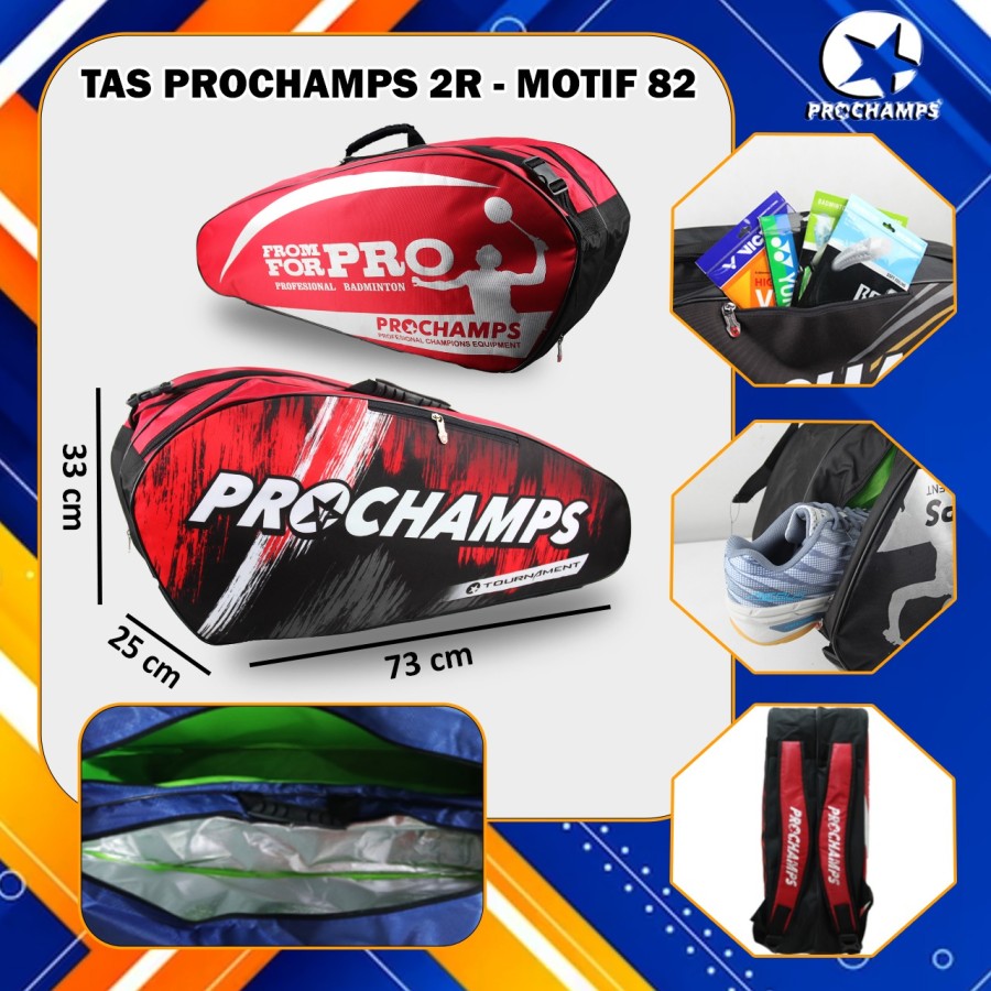 YONEX Tas Badminton PROCHAMPS 2R / 2 R THERMO Motif No. 82 Red Black