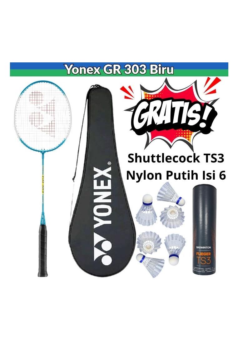 YONEX Raket Badminton / Bulutangkis Yonex Gr 303 clear blue GRATIS Kok Nylon TS3 Isi 6 Buah 100% Ori