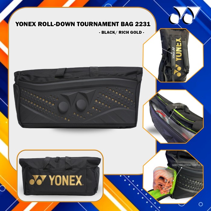 YONEX TAS BADMINTON YONEX ROLL DOWN 3D Q014 2231 R T03 S-BLACK EDITION. BLACK - RICH GOLD