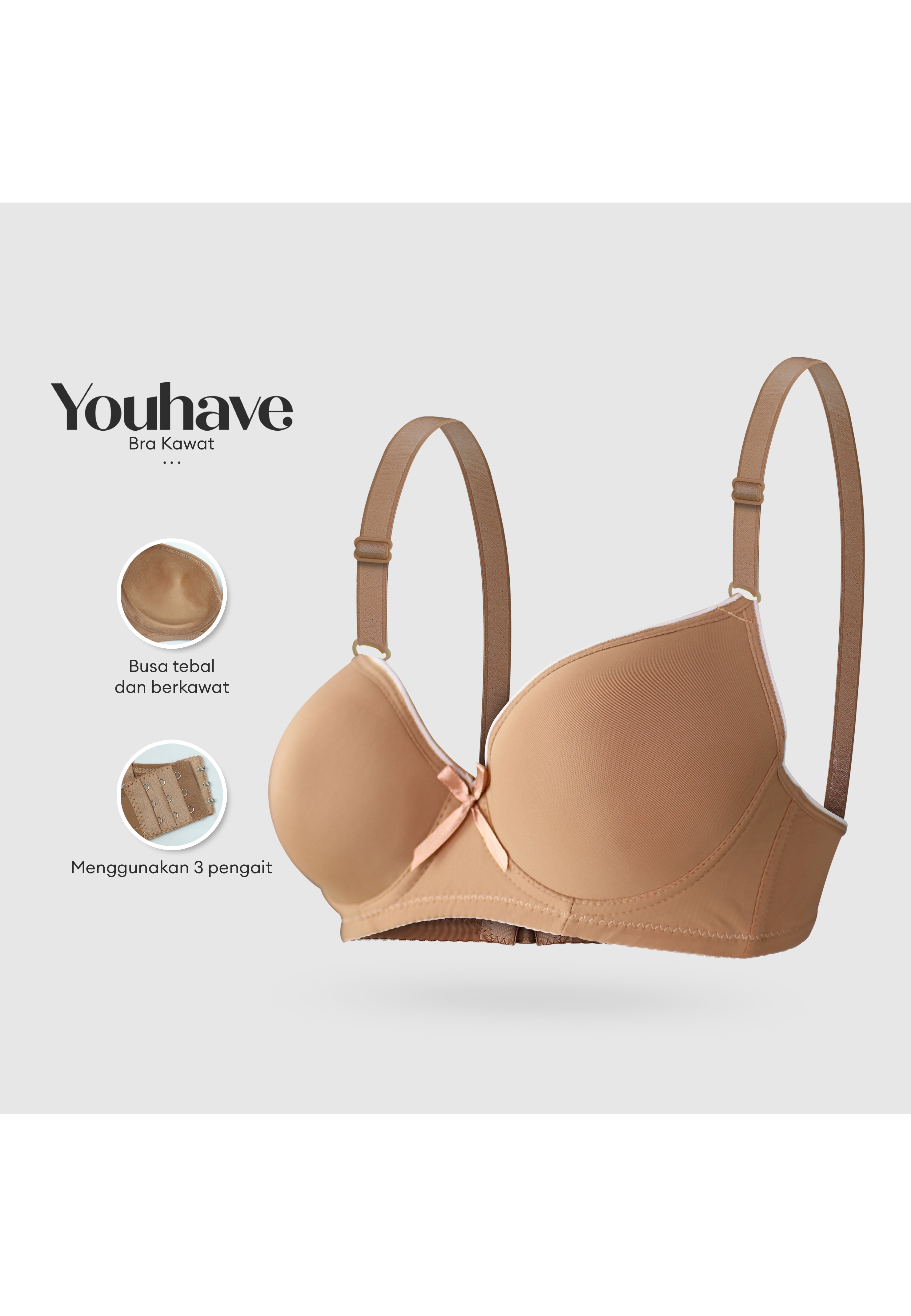 YouHave ( You’ve ) BH Wanita Bra Women Woman Bra Kawat Bra Busa Sedang Motif Garis Beha Be Ha Kait 2