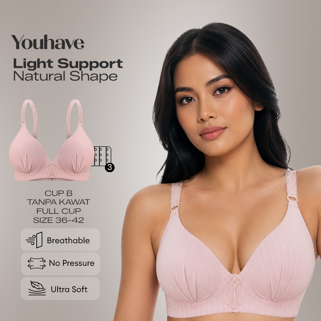 Youhave You’ve ( YouHave ) BH Wanita Bra Wanita Busa Tipis Tanpa Kawat Katun Jepang Seksi Cup B C Ka