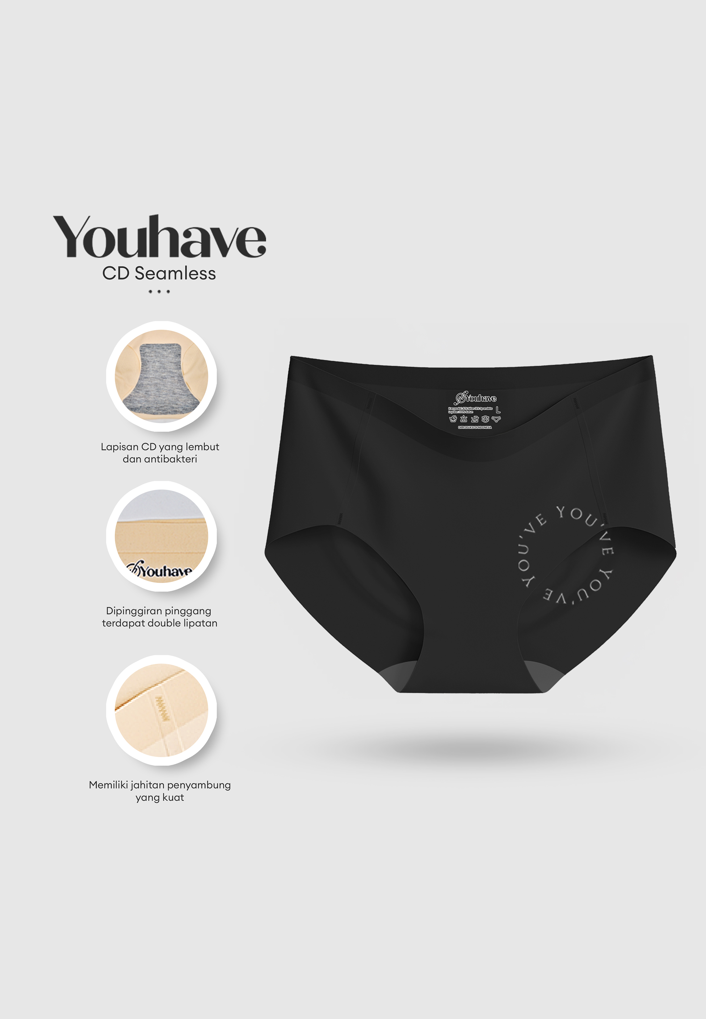 YouHave ( You've ) Celana Dalam CD Seamless Midi Korset Panties Midi Underwear Underware Wanita Seam
