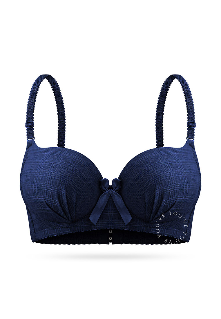 Youhave You?ve ( YouHave ) BH Bra Wanita Busa Tebal Push Up Pita Cup AB Bh Motif Kotak Kait 3 Kawat 