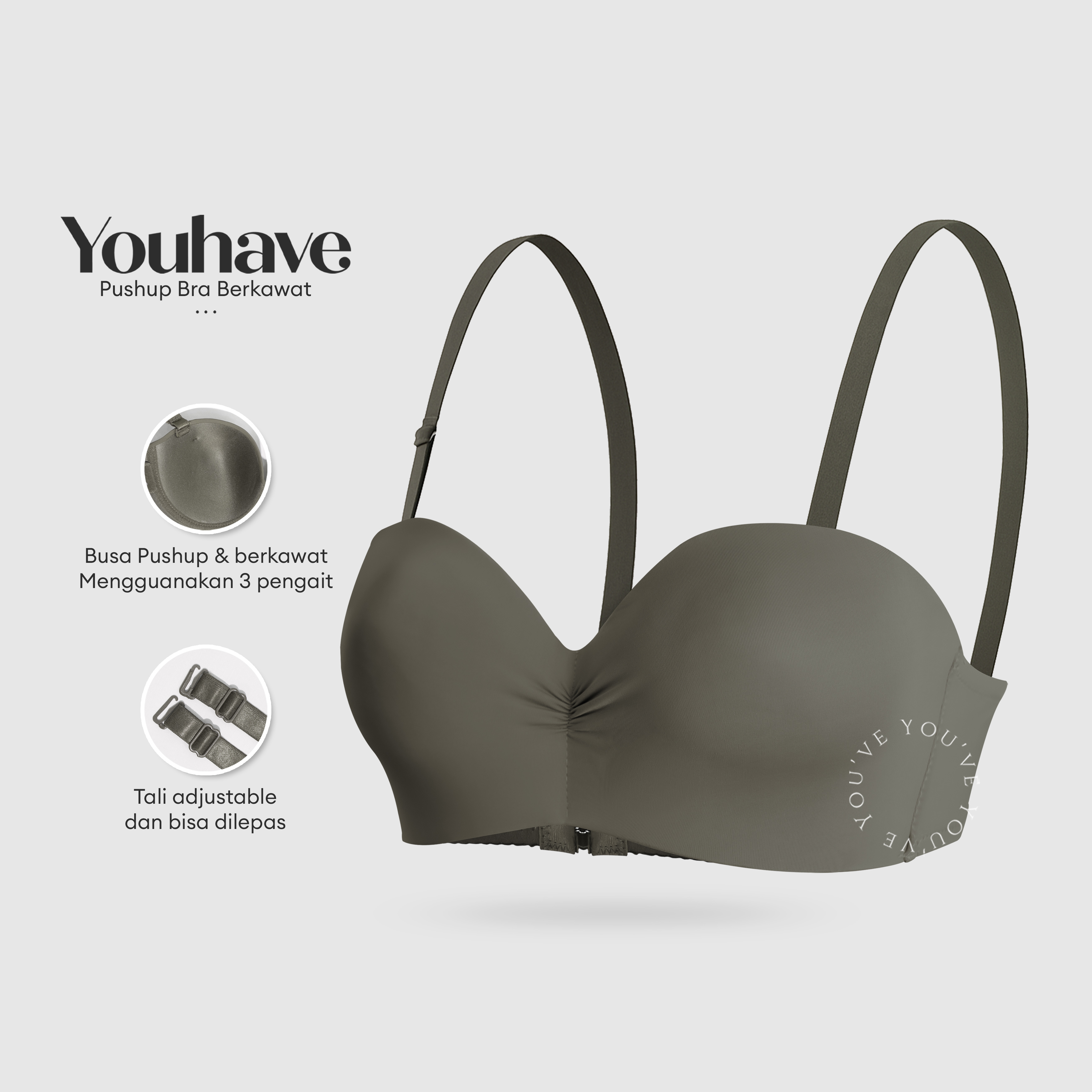 Youhave You’ve ( You Have ) BH Wanita Bra Woman Women Bra Kawat Bra Busa Sedang Cup BC Cup 3/4 Beha 