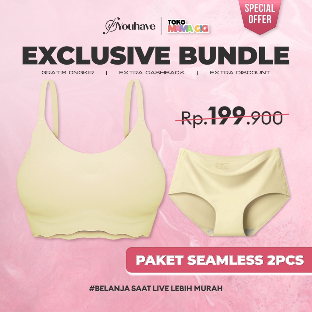 YOUHAVE X TOKO MAMA GIGI EXCLUSIVE Paket Bundle Seamless Bra Panty Seamless Premium Tanpa Jahitan 1 