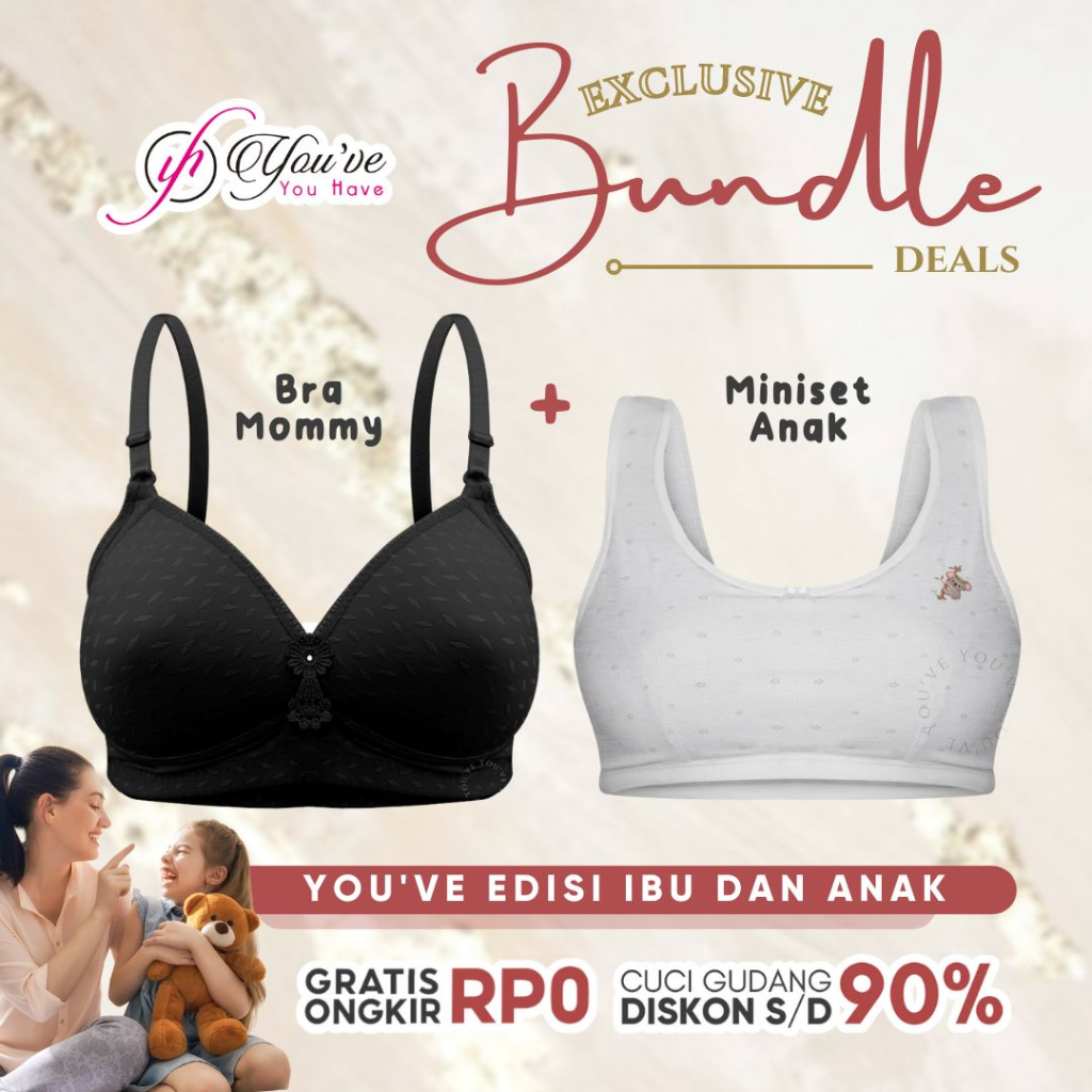 Youhave YOU'VE ( YOUHAVE ) PAKET HEMAT 1PCS BRA JUMBO 100056 + 1PCS BH Mini Set Miniset Wanita Remaj