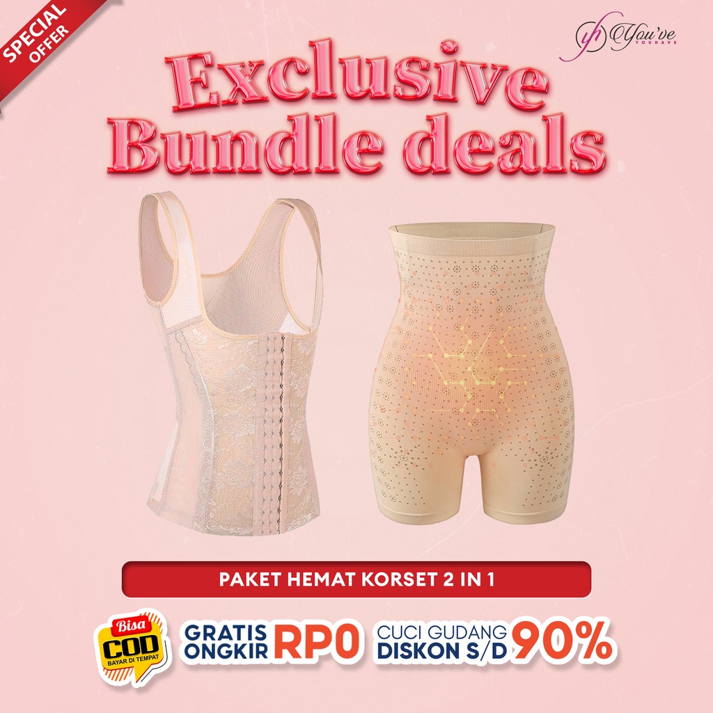 YouHave EXCLUSIVE Paket Bundle SALE 2 IN 1 PACK Korset Tanktop LongBra Longtorso + Celana Korset Cel