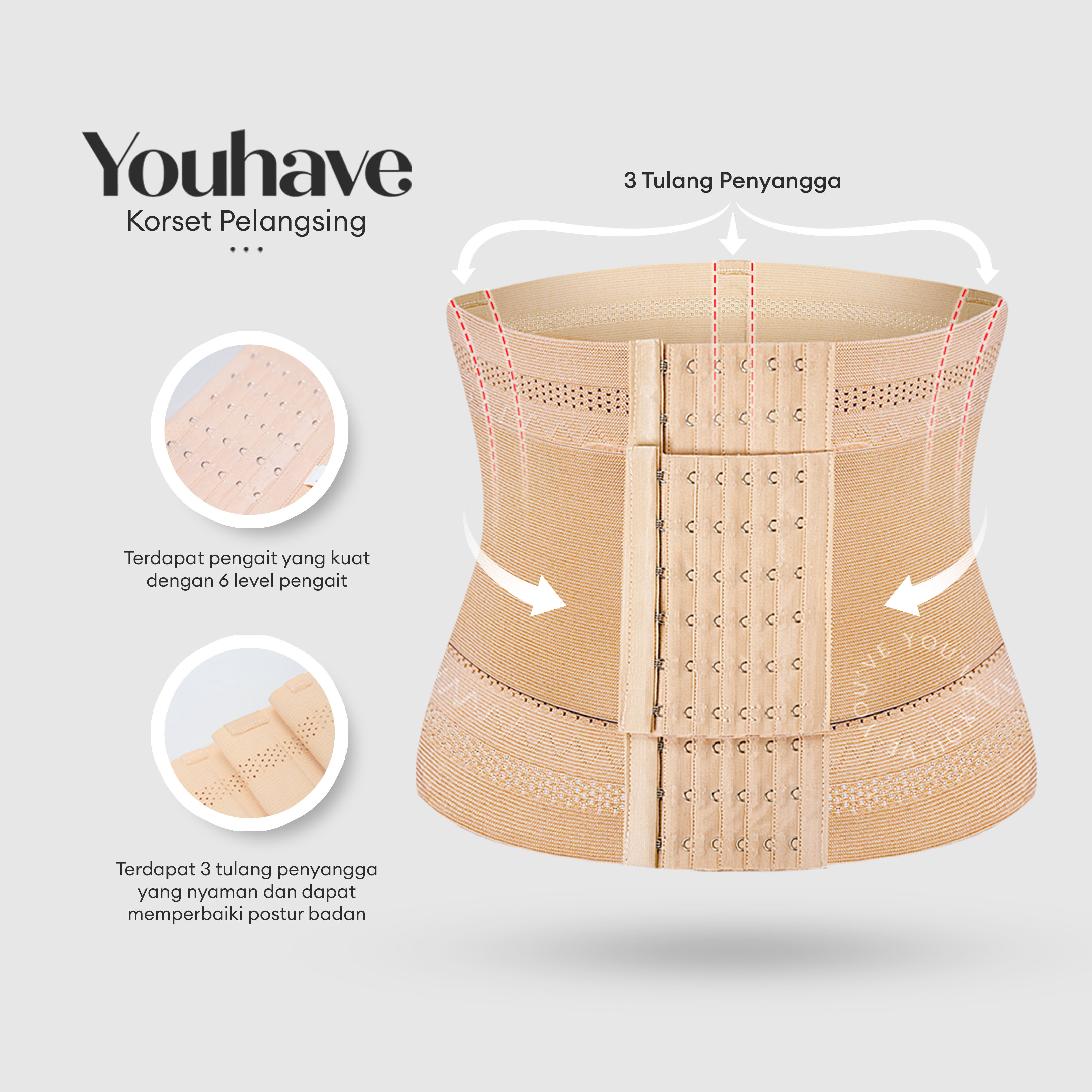 Youhave You’ve (YouHave) Korset Pinggang Korset Pelangsing Shapewear Corset Waist Trainer Korset Wai
