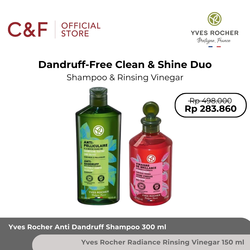 Yves Rocher [BUNDLE]Yves Rocher Anti Dandruff Shampoo 300 ml+Yves Rocher Radiance Rinsing Vinegar 15