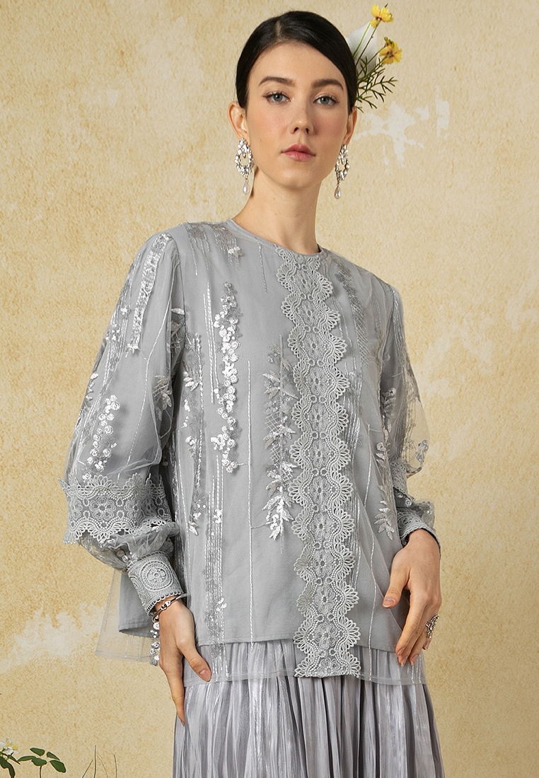 Zalia Batari Lace Sequin Top