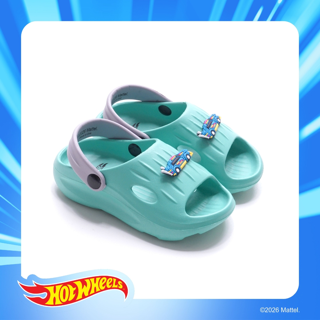 ZANDILAC HOTWHEELS - SANDAL LAKI ANAK BAYI CH930114LB BAKPAO FULL KARET - HIJAU OCEAN/ABU TERANG