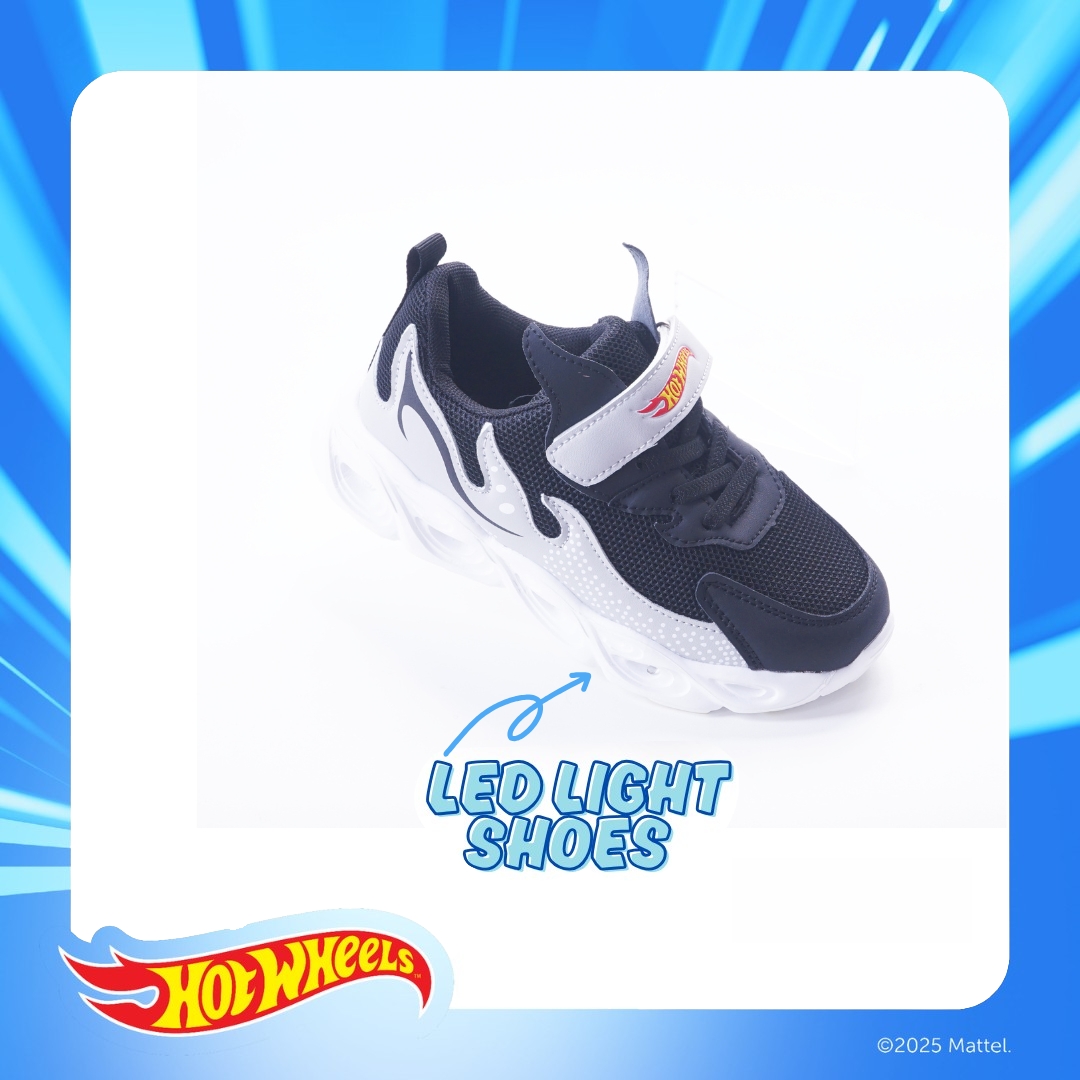 ZANDILAC HOTWHEELS - SEPATU Sneakers LED ANAK LAKI CH740221LK - HITAM/ABU by Zandilac
