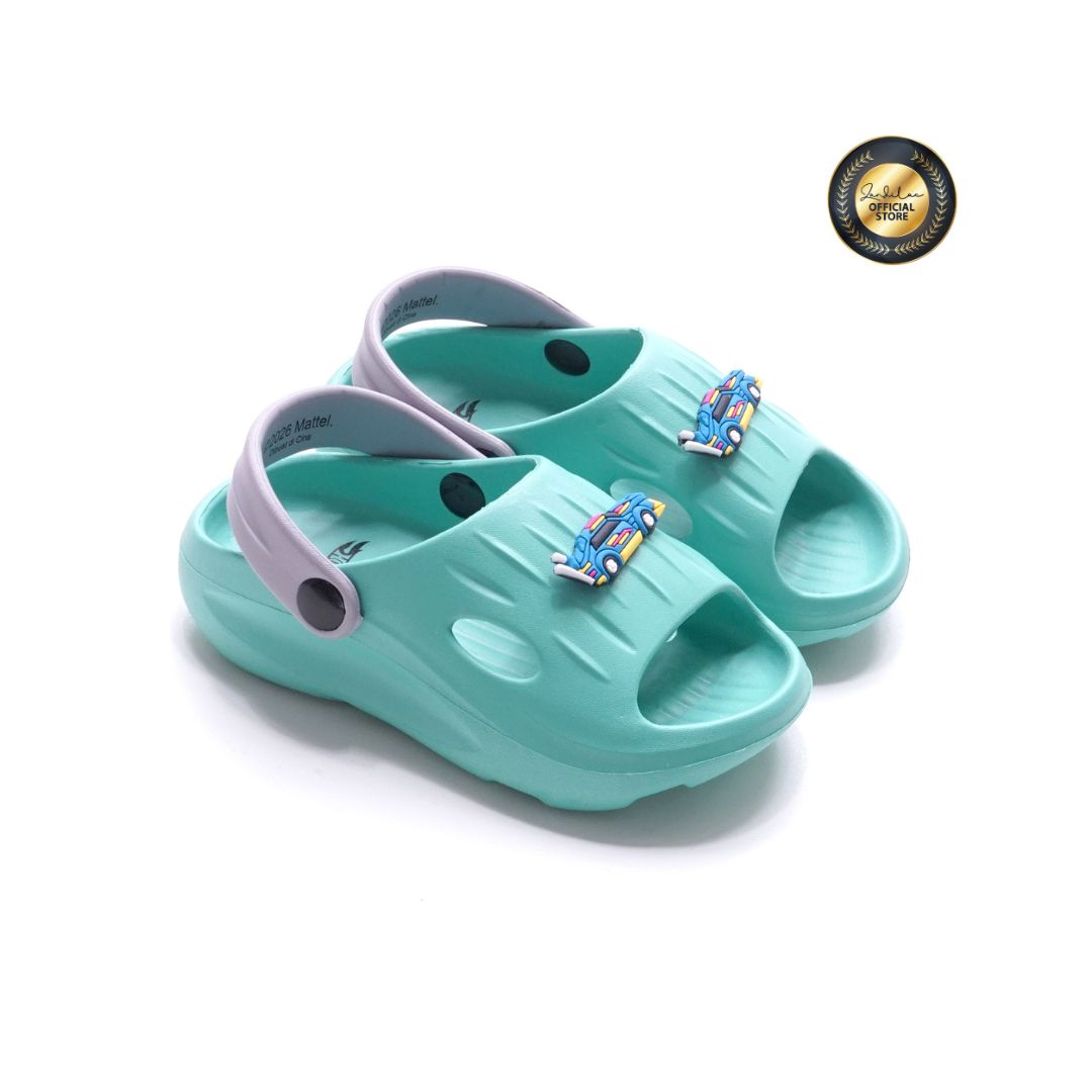 ZANDILAC HOTWHEELS - SANDAL LAKI ANAK BAYI CH930114LB BAKPAO FULL KARET - HIJAU OCEAN/ABU TERANG