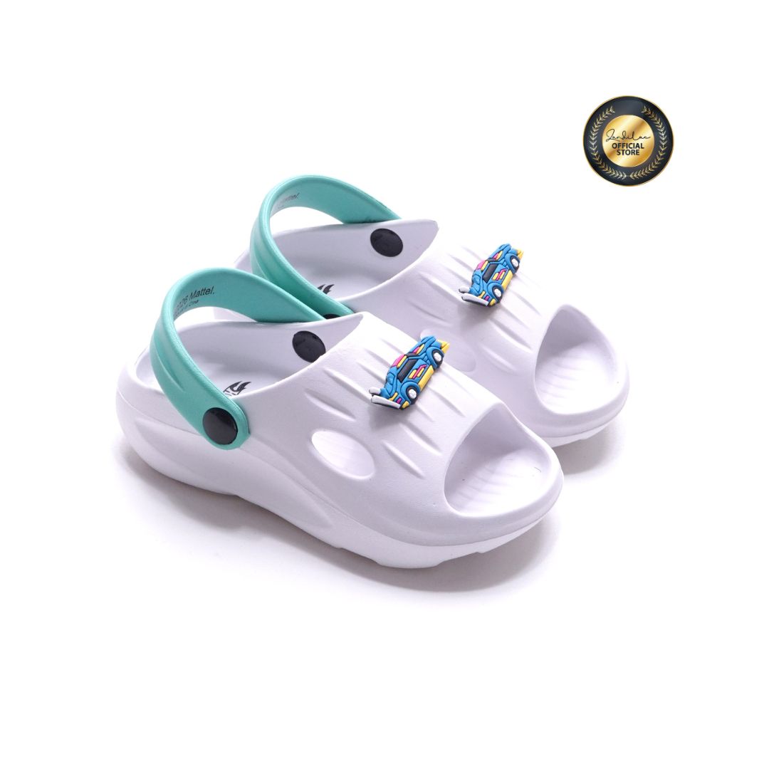 ZANDILAC HOTWHEELS - SANDAL LAKI ANAK BAYI CH930114LB BAKPAO FULL KARET - PUTIH/HIJAU OCEAN