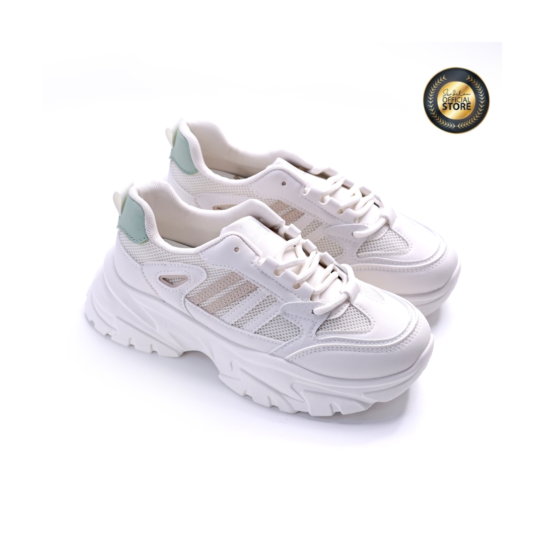 ZANDILAC LEV By Zandilac - Sepatu Sneakers Wanita Dewasa CH241386WD - PUTIH/COKLAT JAHE