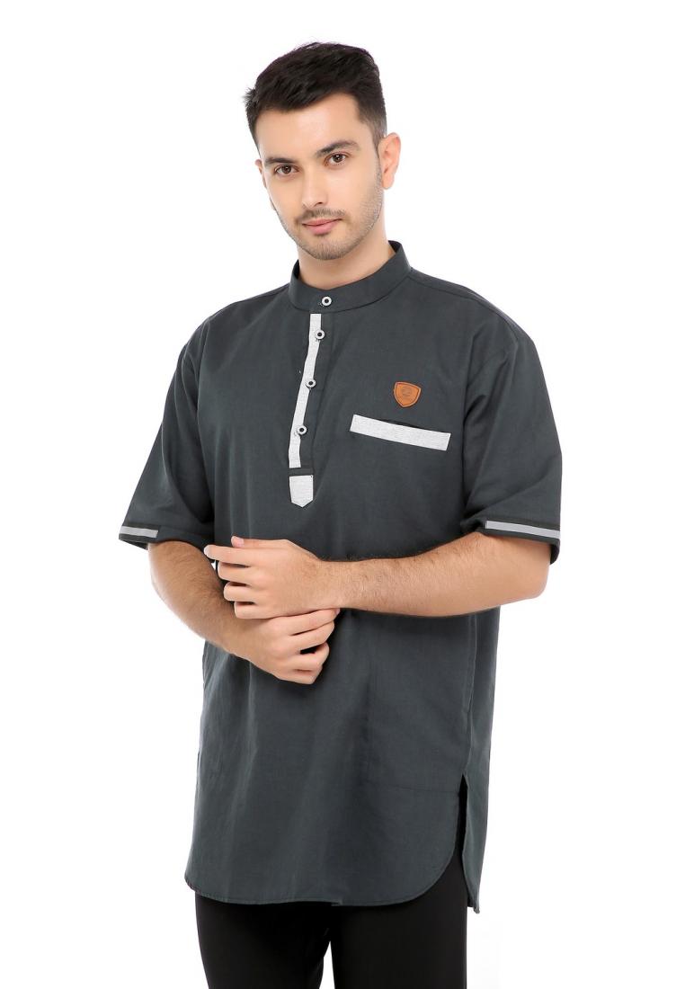 ZAYIDAN Baju Koko Gamis Muslim Pria Syakil - Hitam