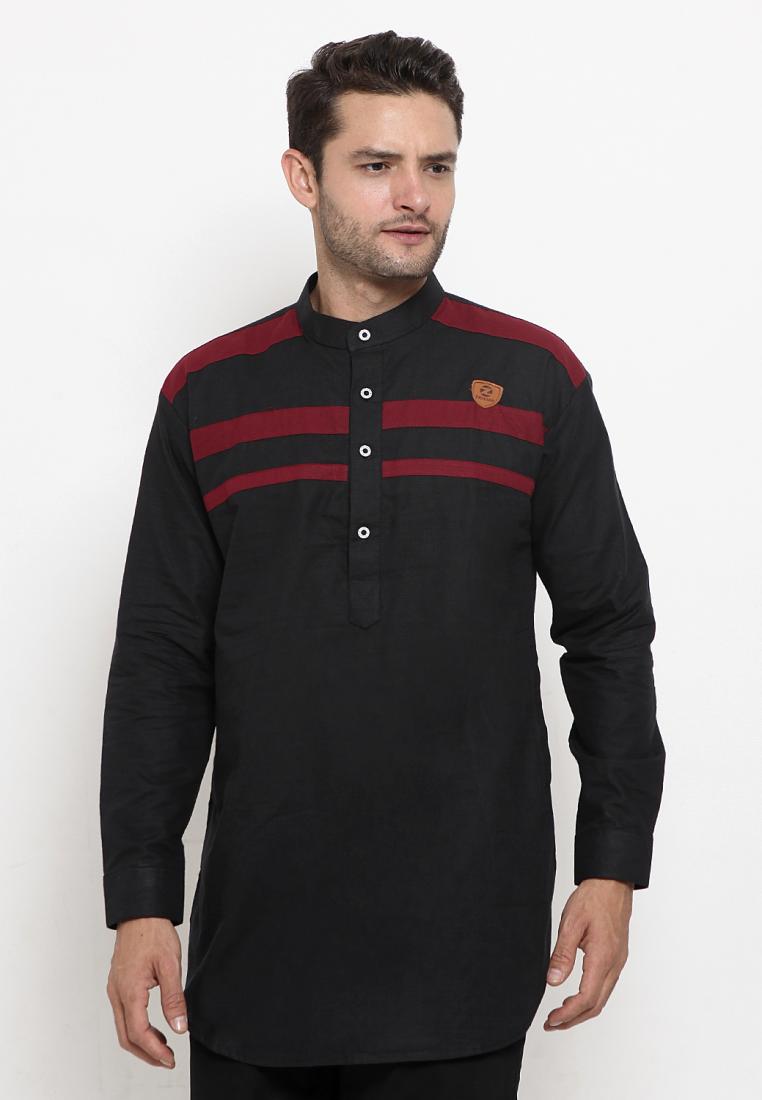 Zayidan Baju Koko Gamis Muslim Pria Rauf - Hitam